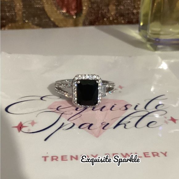 🖤Stunning Sterling Silver (925) 3.75C Emerald Cut Genuine Black Onyx 💎 R… - Picture 12 of 16